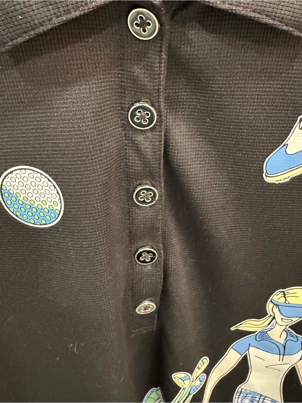 Izod Perform X Cool Fx Womens Golf Polo Shirt Black Print Golf Design XL Black - Picture 4 of 9